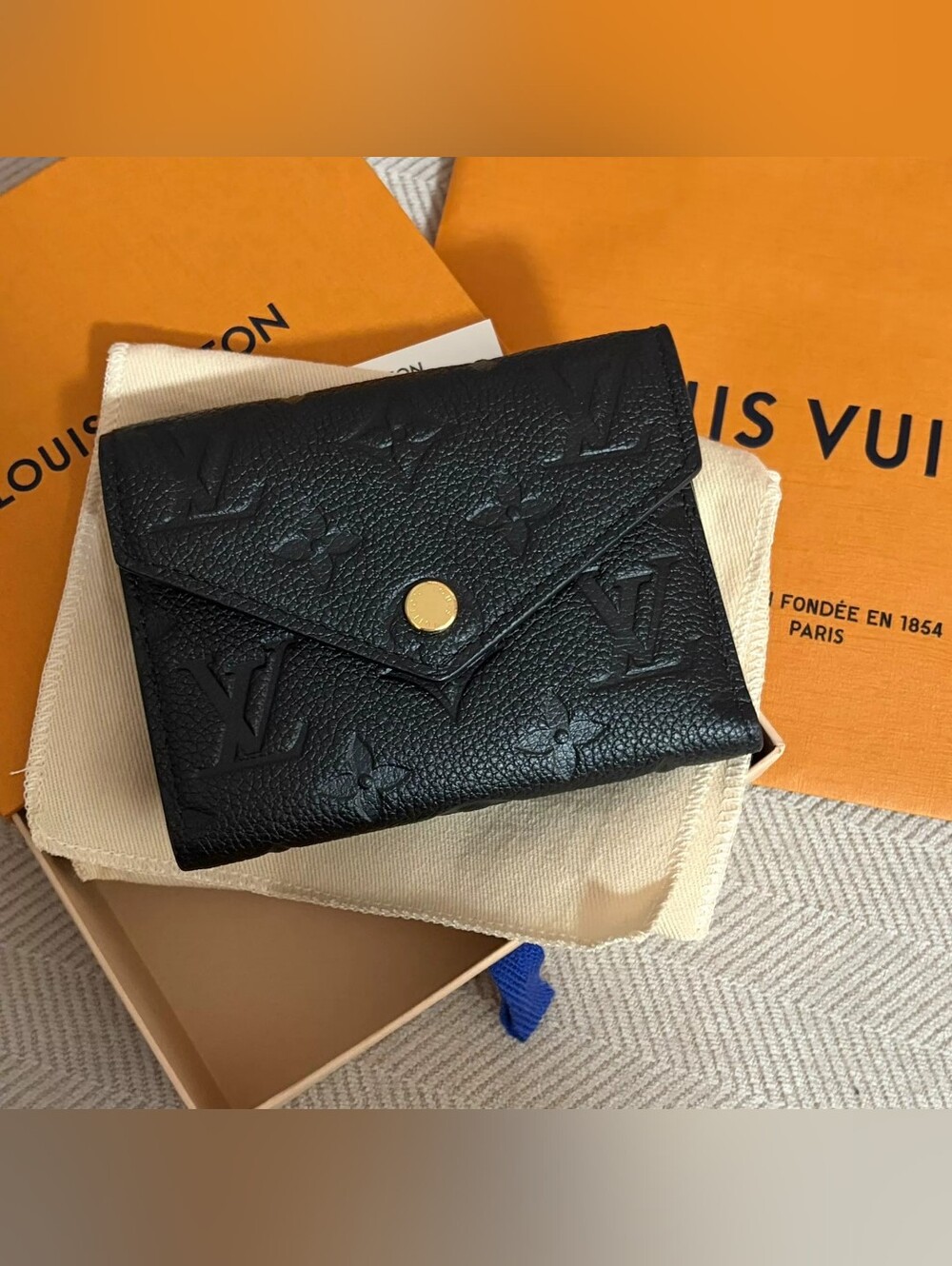 Louis Vuitton Black Embossed Monogram Envelope Card Wallet